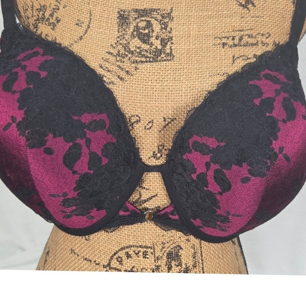Torrid Curve Push-Up T-Shirt Bra Women 46D Magenta Black Lace Underwire Good